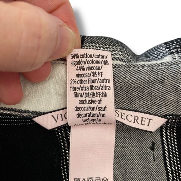 Victorias Secret Nightgown Sleep Shirt Pajamas Womens Large Black White Plaid - Picture 6 of 9